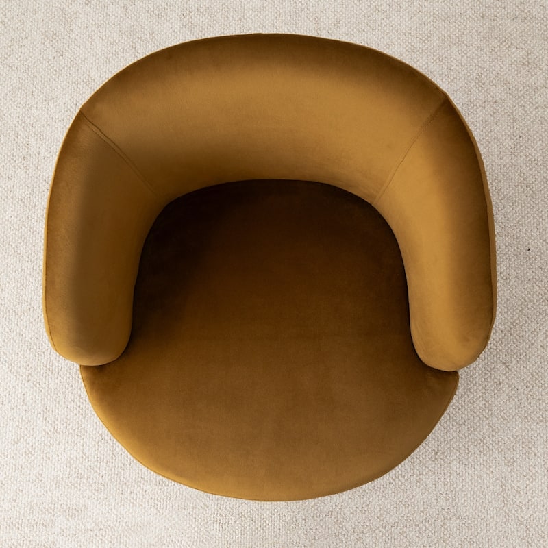 26.5" Wide Velvet Small Swivel Barrel Accent Chair