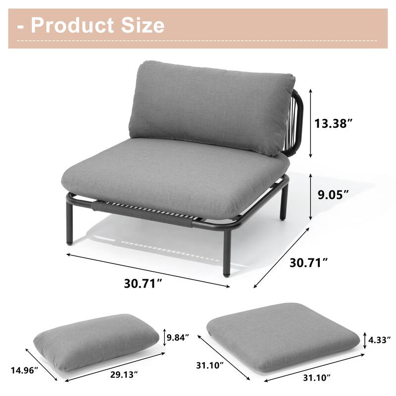Outdoor Cushioned Sectional Sofa Chat Set Patio Furniture Conversation Set, Free Combination