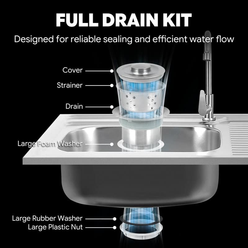 FEASTO 35-Inch Outdoor Grill Cart with Stainless Steel Sink, Rolling BBQ Prep Table with Faucet, Storage Shelves and Wheels
