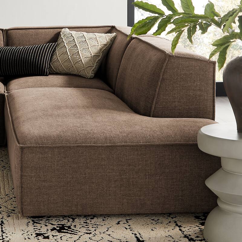 Restore 4-Piece Performance Fabric Upholstered Modular L-Shaped Armless Sectional Sofa