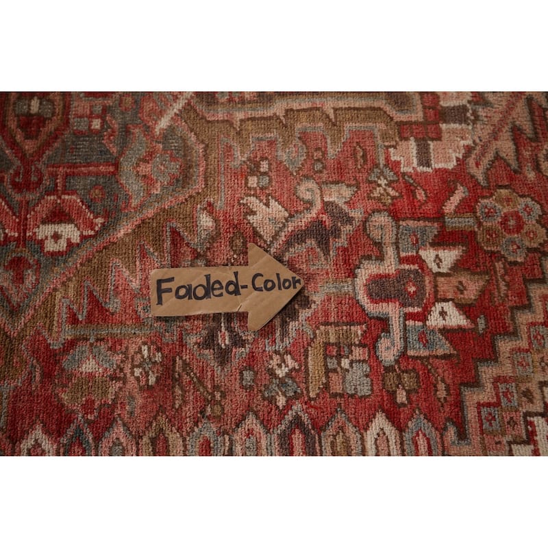 Heriz Persian Antique Area Rug Handmade Orange Wool Carpet - 8'7"x 10'11"