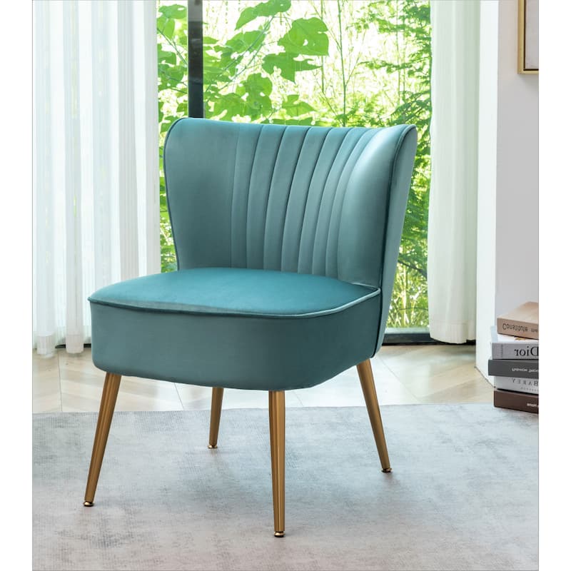 Sauter 23.2" Wide Mid-Century Modern Microfiber Accent Chair with Metal Leg