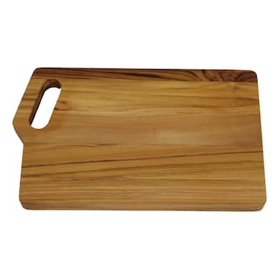 EcoDecors 10" x 6" Teak Cutting Board with Juice Groove & Handle, FSC Certified Edge Grain Wood, Small Serving Board for Kitchen