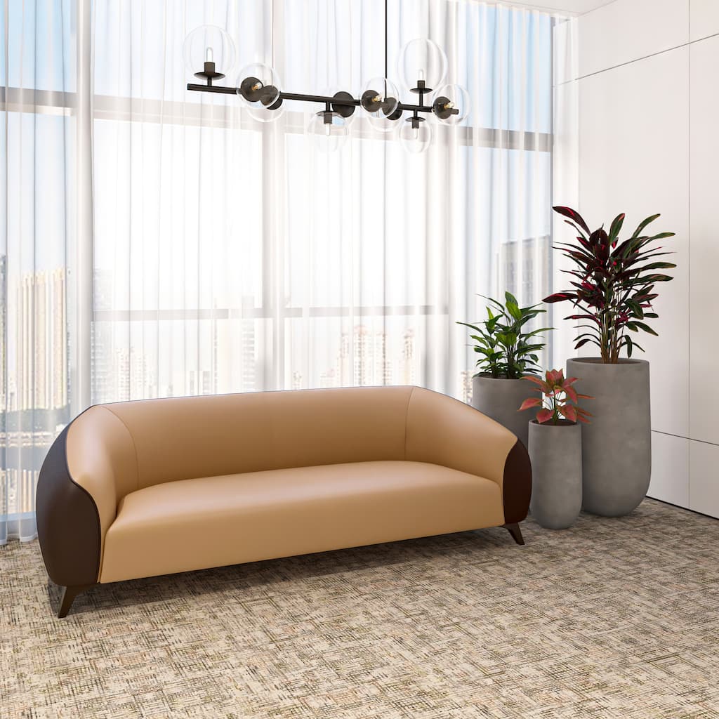 Opula Modern 3-Seater Vegan Leather Sofa with Solid Wood Frame, High-Density Foam Cushions and Metal Legs Couch