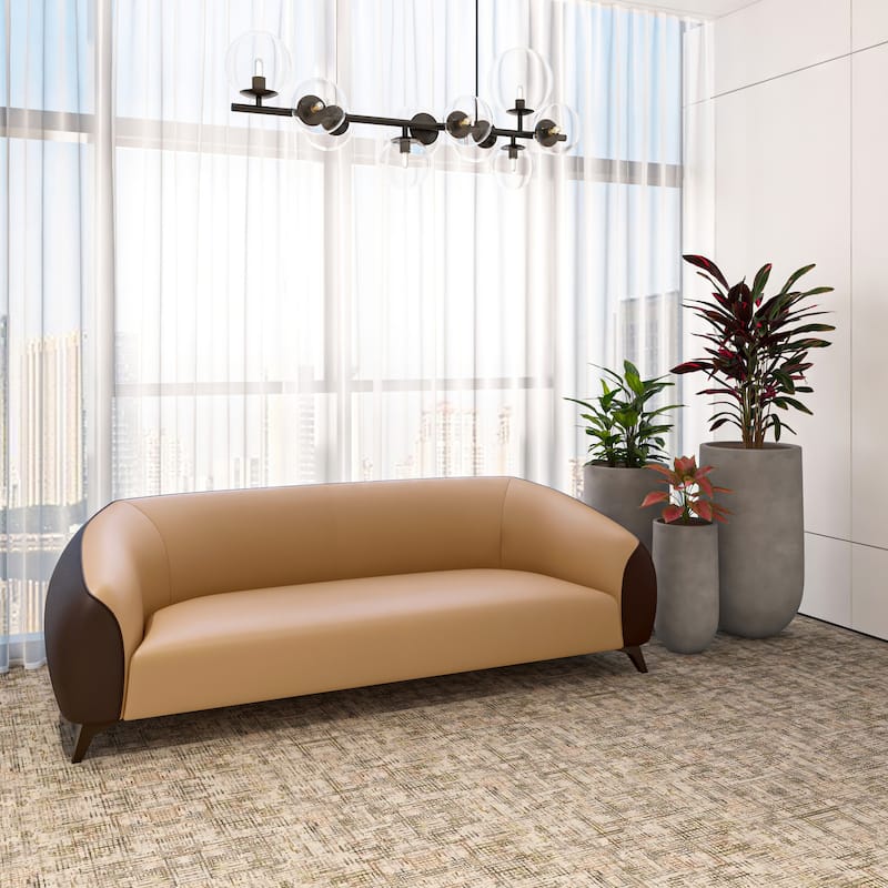 Opula Modern 3-Seater Vegan Leather Sofa with Solid Wood Frame, High-Density Foam Cushions and Metal Legs Couch