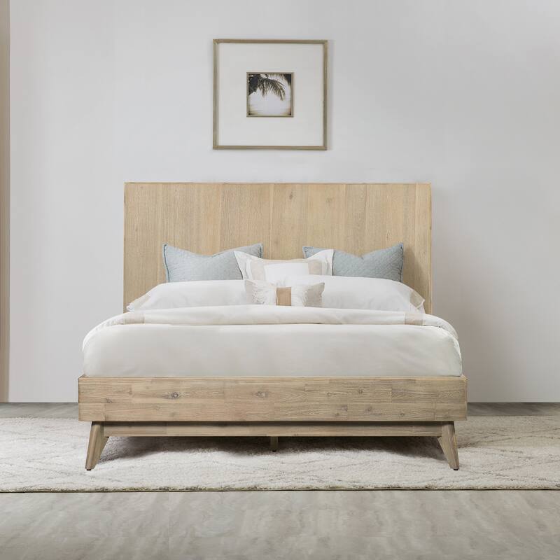 Baly Mid-Century Modern Acacia Wood 4 Piece Bedroom Set with Dresser and 2 Nightstands