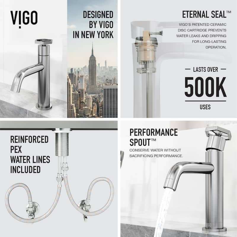 VIGO Ruxton 8" H Single Handle Single Hole Bathroom Faucet