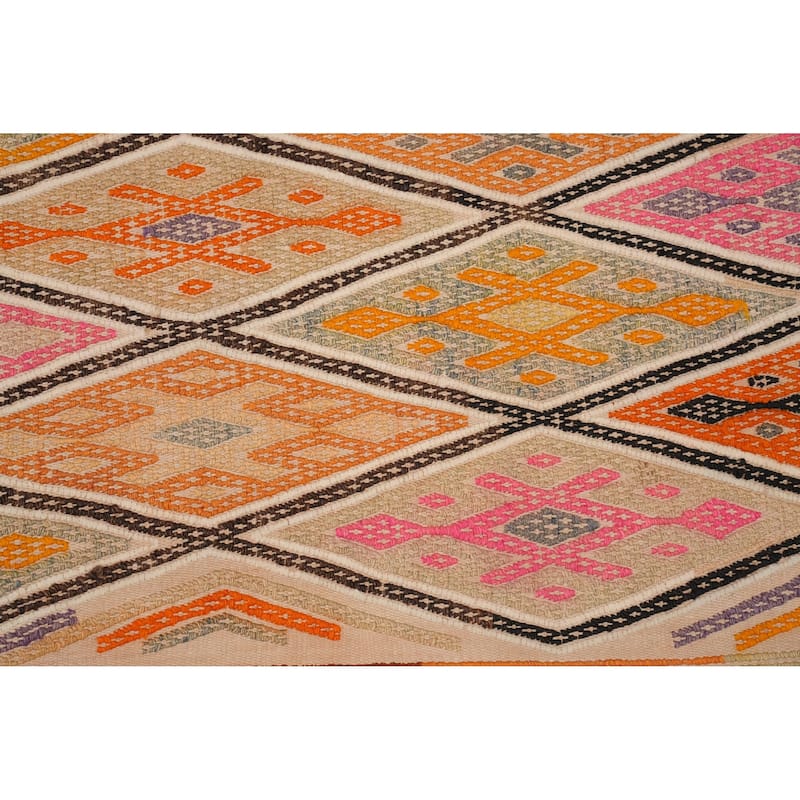 Hand Woven Oriental 100% Wool Carpet Southwestern Tribal Multi-Colored Kilim Runner Rug - 8' 9'' X 3' 5''