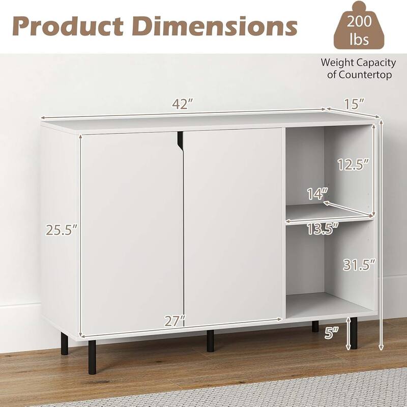 Buffet Cabinet Wooden Sideboard Anti-Toppling Device Modern Furniture