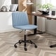 preview thumbnail 23 of 31, Armless Swivel Office Chair with Metal Base, 360 Swivel Ergonomic Computer Chair, Adjustable Height Fabric Task Chair - N/A Blue