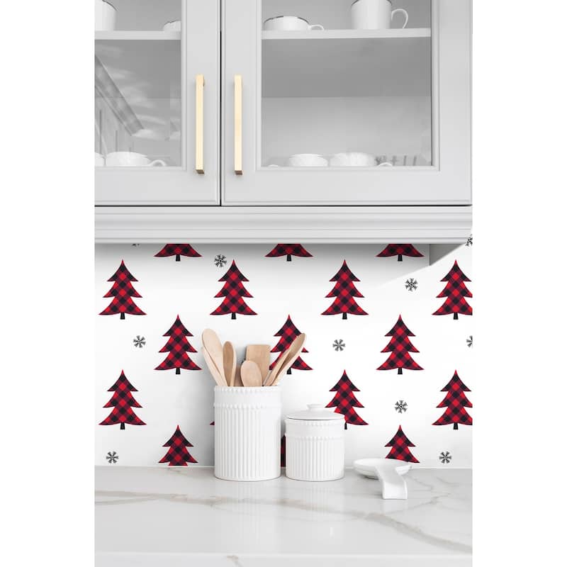 NextWall Plaid Pines Peel and Stick Wallpaper