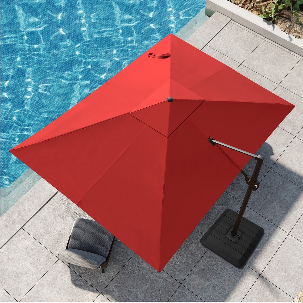 Pellebant 9 FT x 12 FT Outdoor Patio Cantilever-Offset Umbrella with Premium Base Stand