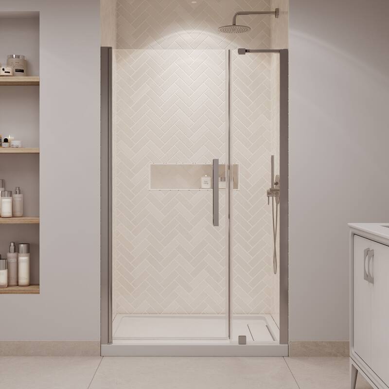 OVE Pasadena Alcove Frameless Pivot Shower Door Kit with Base Pan, 2025