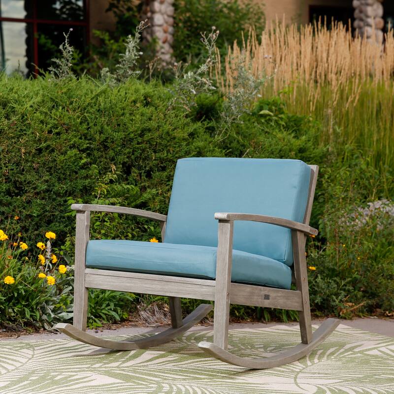 DTY Outdoor Living Longs Peak Eucalyptus Rocking Chair with Cushions