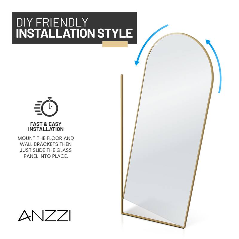 Ember Series 34 in. W x 78 in. H Fixed Framed Shower Door in Black, Gold or Nickel Finish with Clear or Fluted Glass