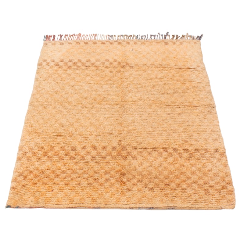 ECARPETGALLERY Hand-knotted Beni Ourain Beige Wool Rug - 4'2 x 5'6