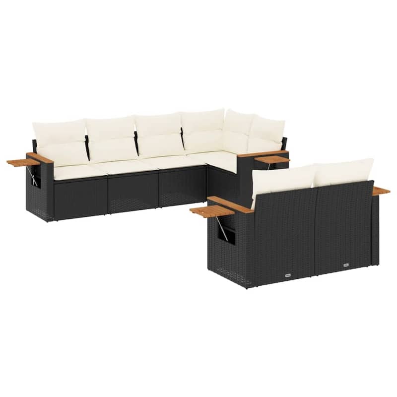 vidaXL Garden Sofa Set Black PE Rattan Large Detachable - 24.4 x 24.4 x 27.2 in