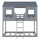 preview thumbnail 3 of 24, Twin Over Twin Bunk Bed with Roof, Windows, Ladder, and Guardrails, Solid Wood Playhouse Design, Space-Saving for Kids, Grey