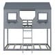 preview thumbnail 4 of 21, Twin Over Twin Wood House Bunk Bed with Roof, Window, Guardrail, Ladder