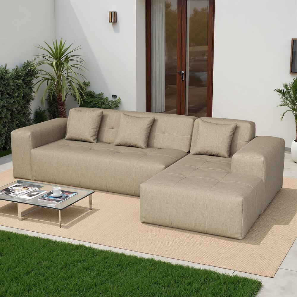Outdoor No Assembly Patio Sofa with Chaise