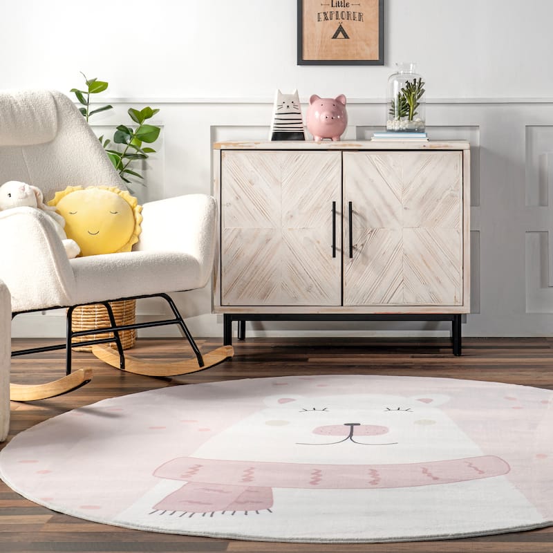 Nuloom Jovie SpinClean Polar Bear Machine Washable Kids Area Rug