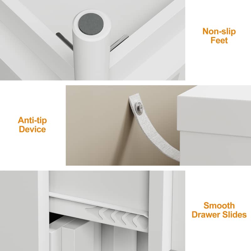 3 Drawer Dresser with Fluted Panel Design