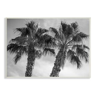 Stupell Tall Tropical Palm Trees Black White Photography Wood Wall Art ...