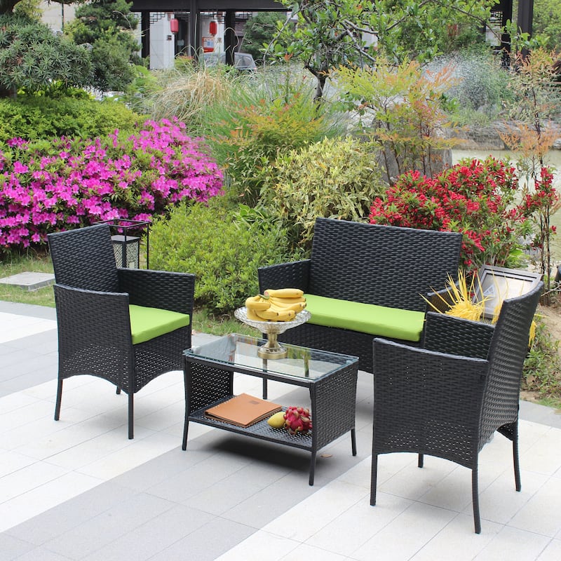 4 PC Rattan Patio Furniture Set
