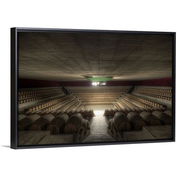 "The Wine Temple" Black Float Frame Canvas Art