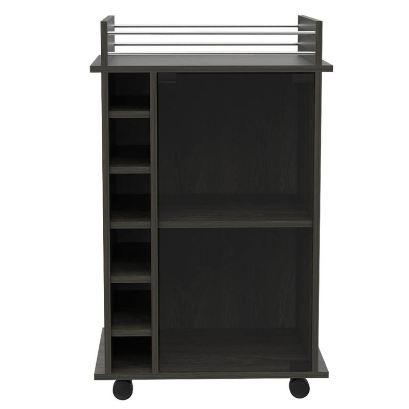 Rolling Bar Cart with Wine Rack and Storage Shelves for Home or Kitchen - 21.6 x 16.3” x 35”