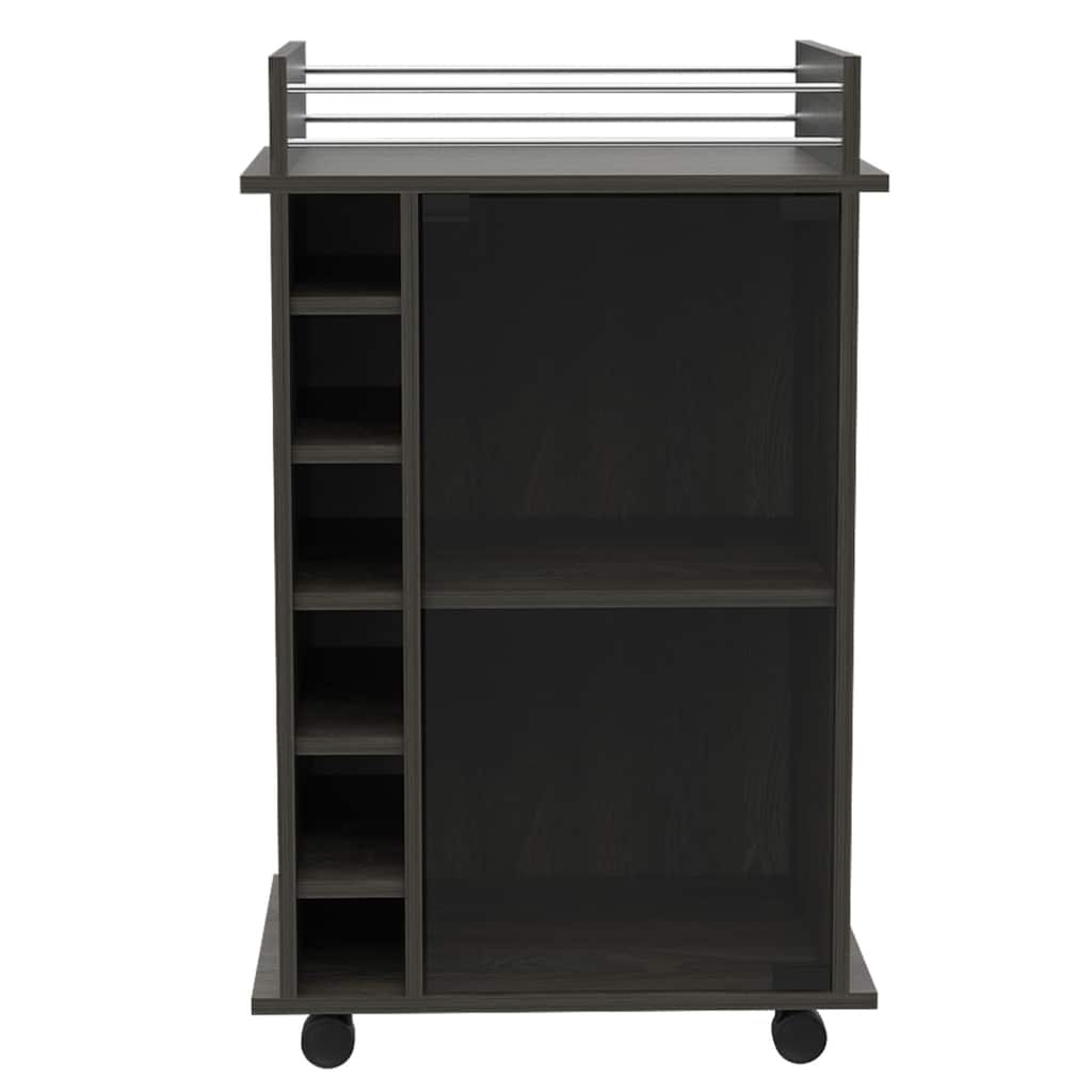 Rolling Bar Cart with Wine Rack and Storage Shelves for Home or Kitchen - 21.6 x 16.3” x 35”