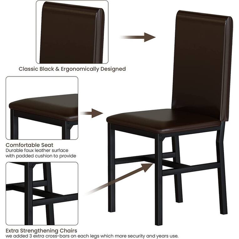 Mieres 5 Pieces Faux Marble Dining Table Set with 4 Upholstered PU Leather Chairs