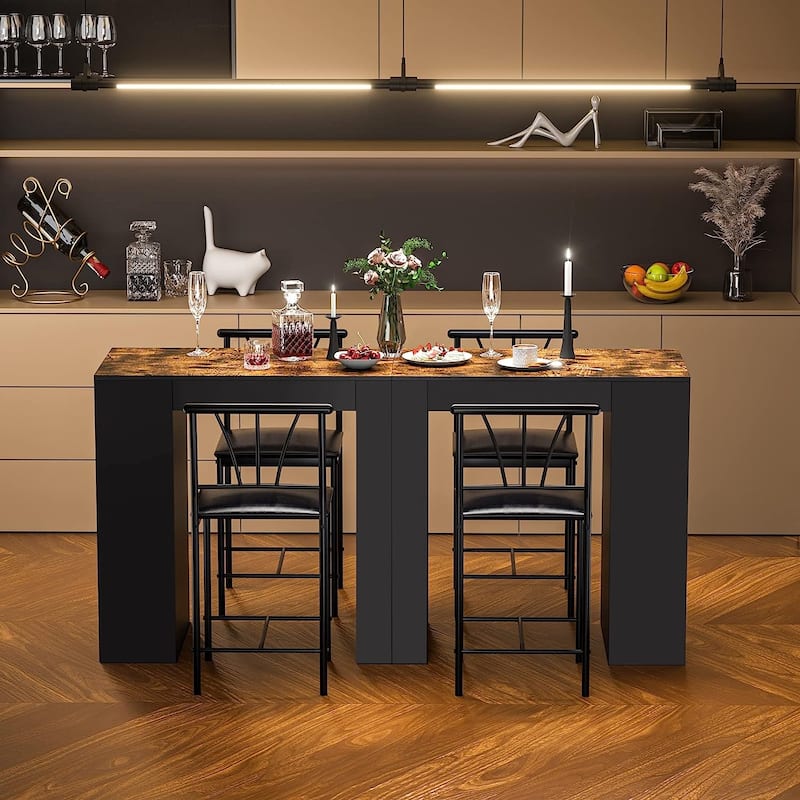 3-Piece Dining Table Set, Counter Height Dining Table Set for 2, Compact Kitchen Table Set