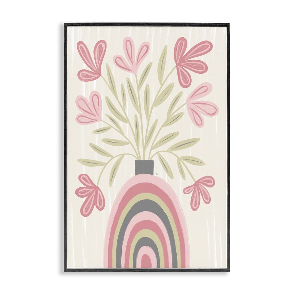 Stupell Pastel Arched Flower Vase Framed Giclee Art Design By Martina Pavlova