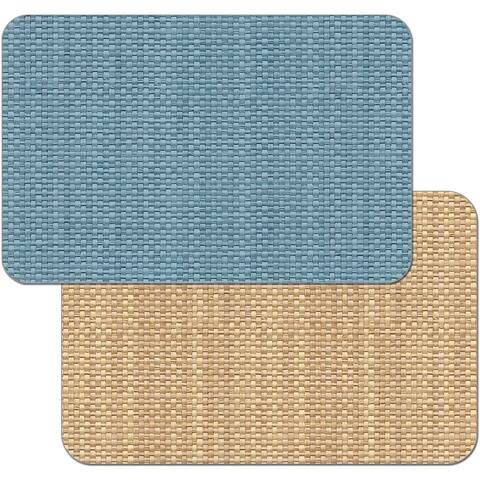 CounterArt Blue and Natural Basket Weave Design Reversible Easy Care Plastic Placemat Set of 4 Made in The USA