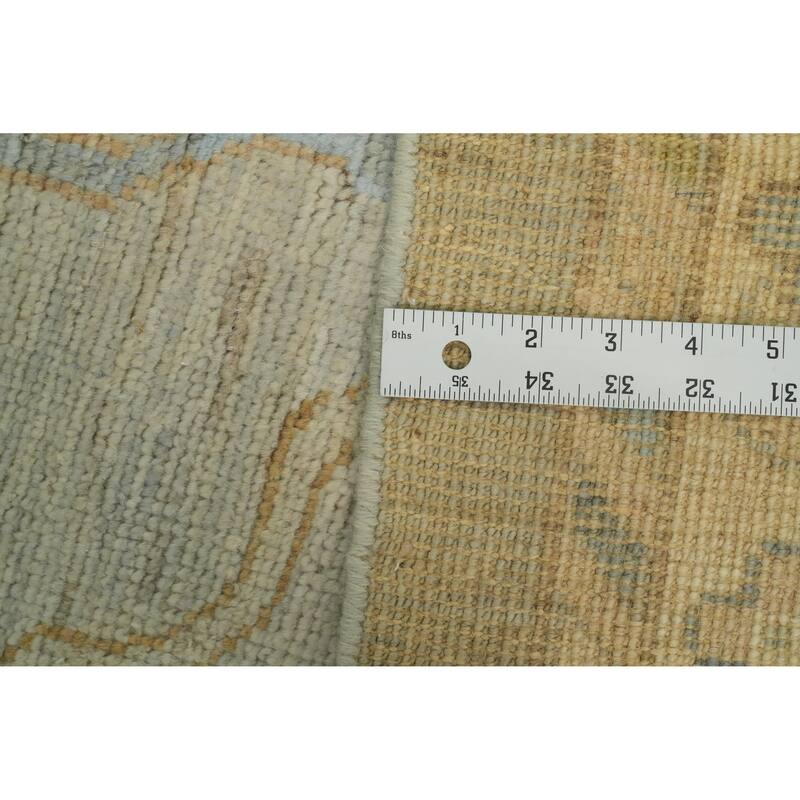 Vegetable Dye Wool Oushak Turkish Large Rug, Floral Geometric Carpet - 14' 6'' X 12' 3''