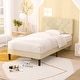 preview thumbnail 8 of 7, 2 Pcs Twin Bed Frames with Adjustable Headboard, Modern Linen Upholstered Platform Bed w/Button Tufted Headboard