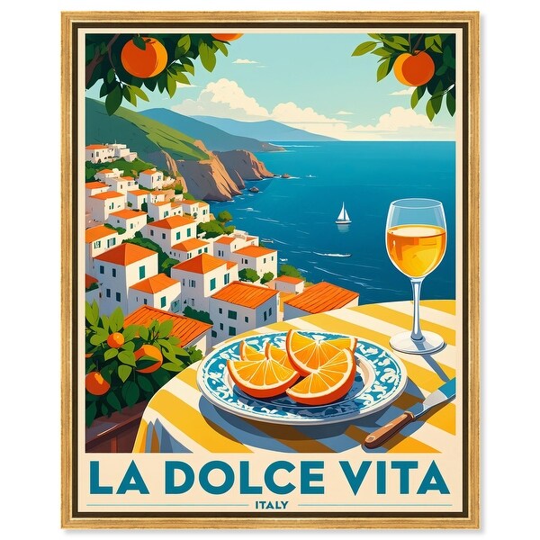 A Toast to Italy Retro Summer Framed Canvas Print by Art Remedy