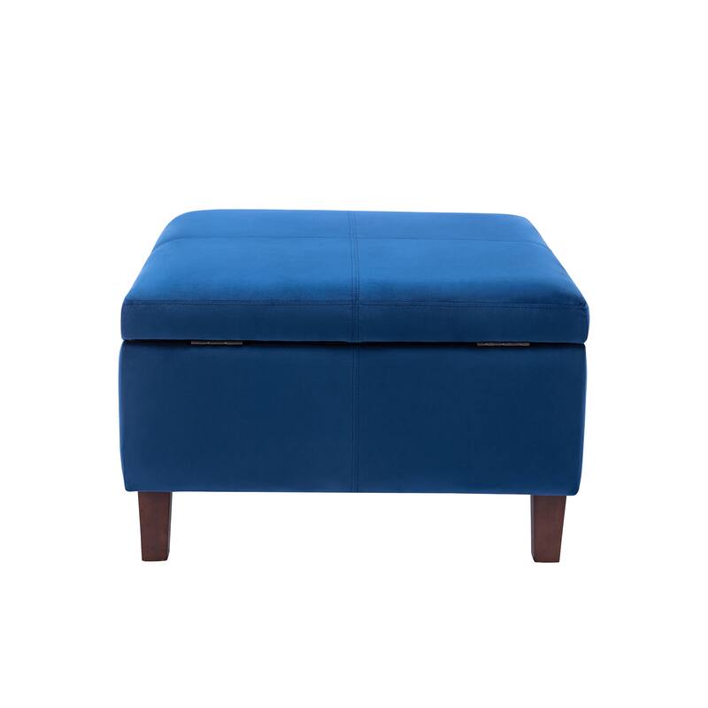 Porthos Home Janis Velvet Square Storage Ottoman with Rubberwood Legs