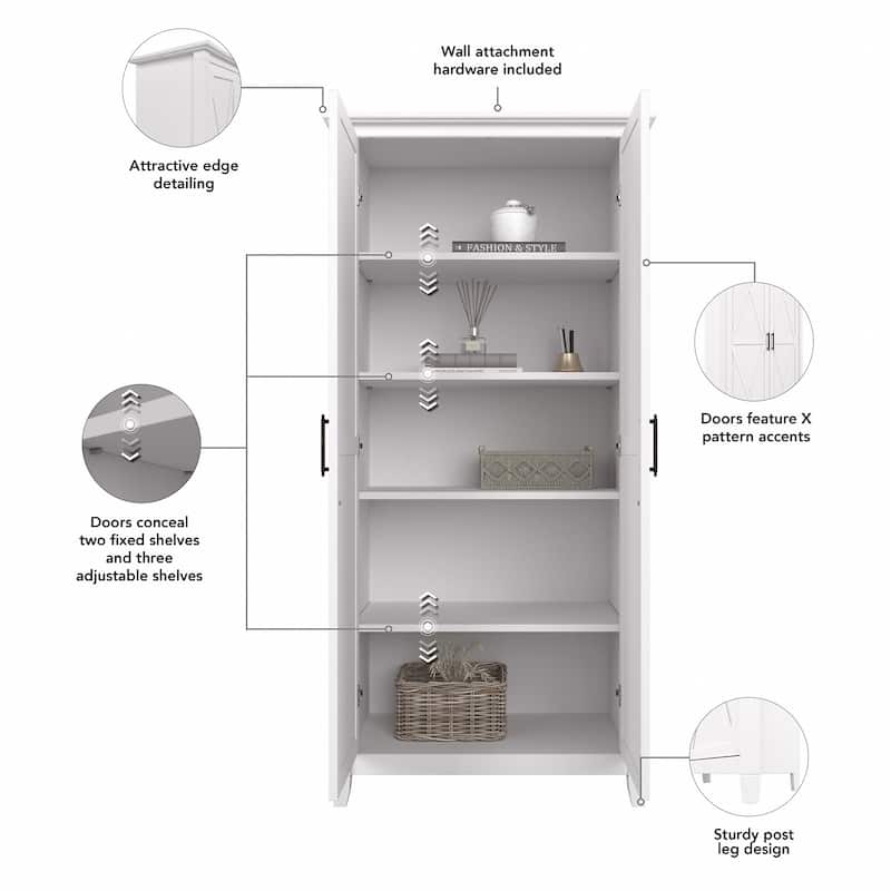 Key West Tall Storage Cabinet with Doors and Shelves by Bush Furniture