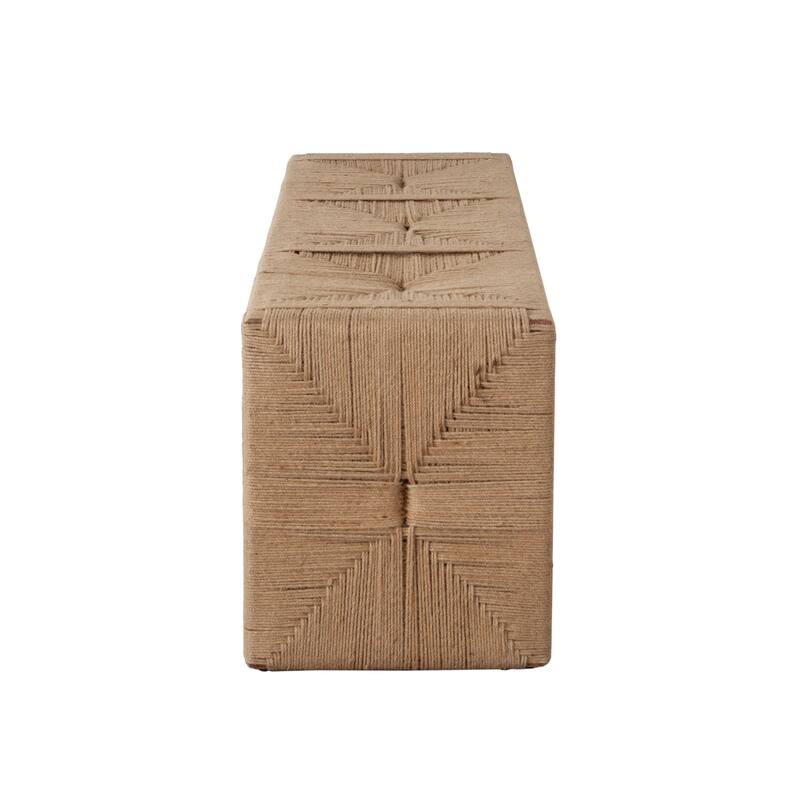 Koe Accent Bench, 49 Inch Wide Handwoven Natural Jute Woven Frame