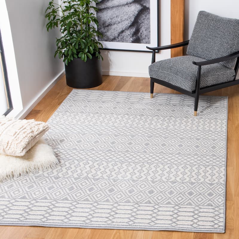 SAFAVIEH Belmont Zyhra Kreszenz Boho Rug - 5'5" x 7'7" - Ivory/Grey