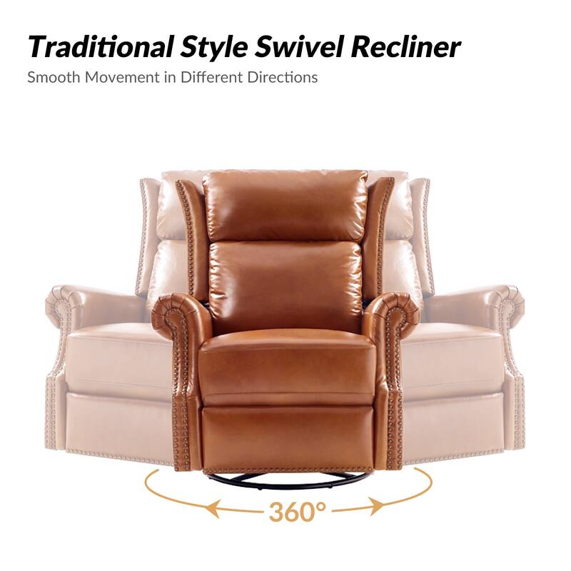 Viviana Traditional Genuine Leather Manual Swivel Glider Recliner Set of 2 by HULALA HOME