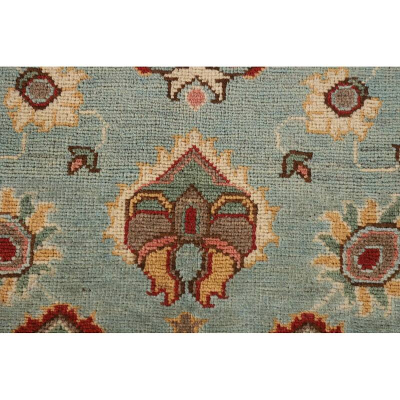 Light Blue Kazak Accent Rug Handmade Oriental Wool Carpet - 3'4"x 4'10"