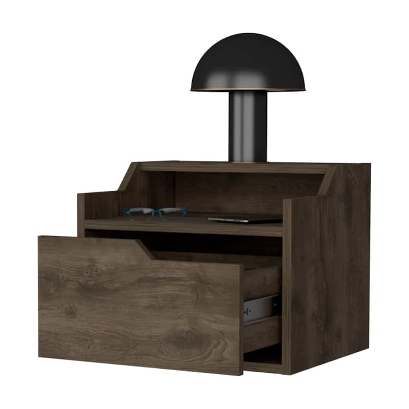 Wooden Double Shelf Hanging Bedroom Nightstand
