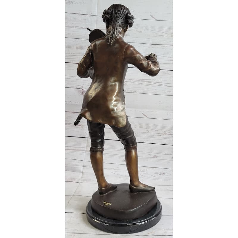 Imitative Wolfgang Amadeus Mozart Clical Composer Bronze Metal Statue Sculpture Signed Numbered Art