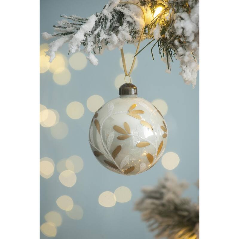 D3" Christmas Ball Ornaments, Glass Decorative Hanging Ball Christmas Tree Ornaments for Holiday Party, Set of 12 - White
