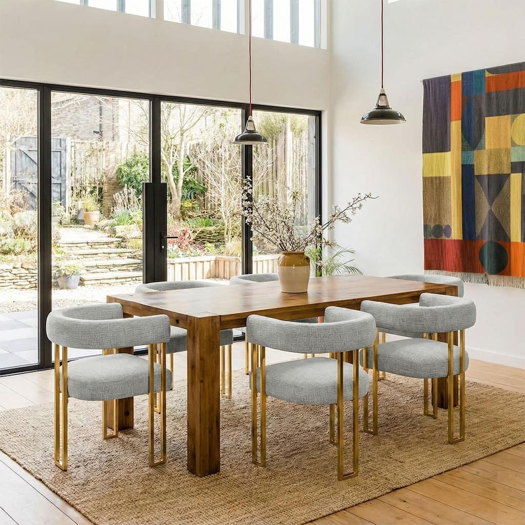 18" Seat Height Upholstered Chenille Dining Chair (Set of 6)