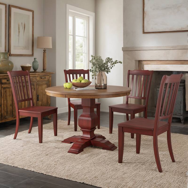 Ronda 45" Round Solid Wood Top Dining Set with Spindle Back Chairs
