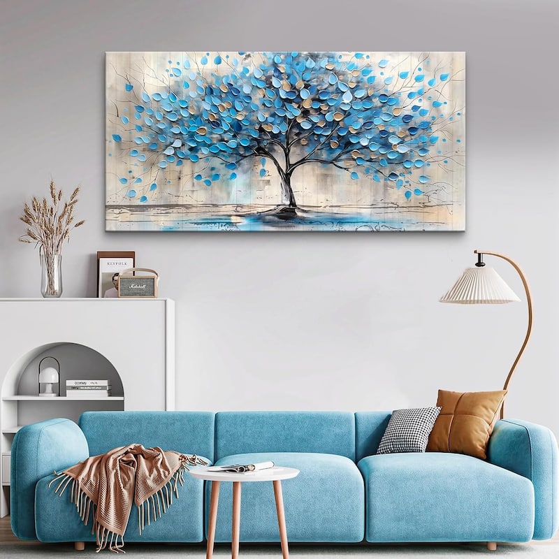 Abstract Wall Pictures Artwork Wall Decor Blue Tree Paintings